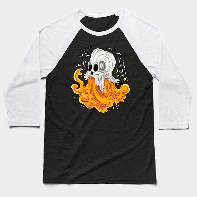 Eerie Halloween Ghoul Art - Spooky Season Delight Baseball T-Shirt by Captain Peter Designs